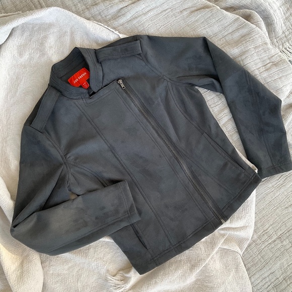Joe Fresh Faux Suede Moto Jacket Dark Gray Size M - Picture 1 of 5